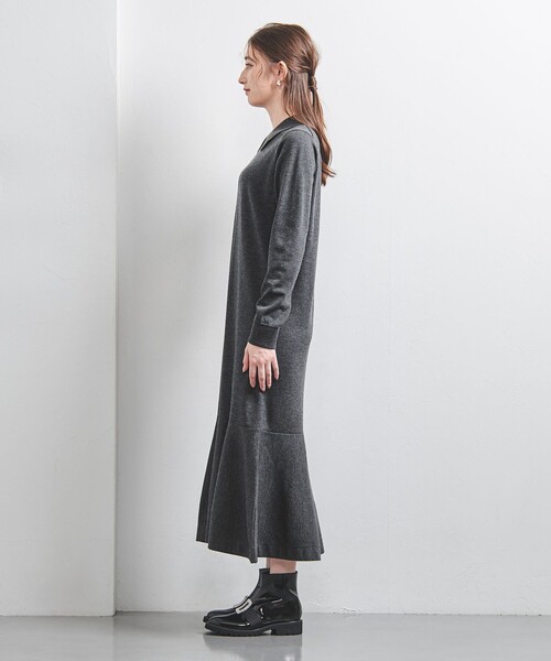 UNITED ARROWS（ユナイテッドアローズ）の「ポロニット ペプラム ロングワンピース（ワンピース・レディース・ダークグレー/ブラック・FREE）」の10枚目の写真