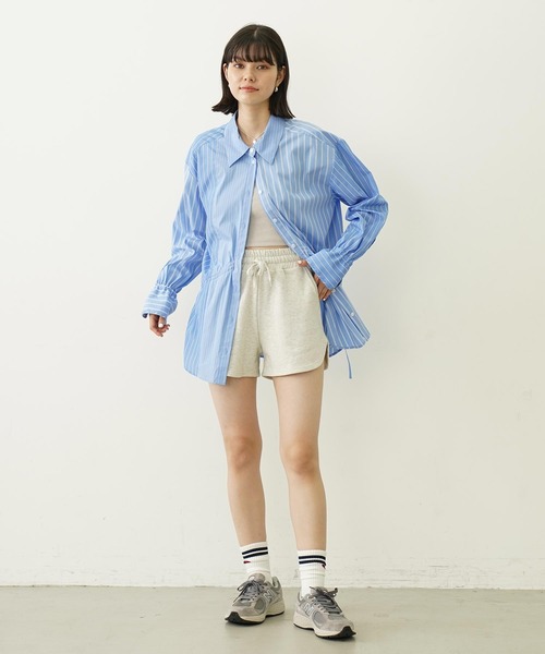 MILKFED.(ミルクフェド)の「STENCIL LOGO DAILY SWEAT SHORTS(スウェットパンツ・レディース・ブラック/オリーブ/ライトグリーン/オートミール・S/M)」の9枚目の写真