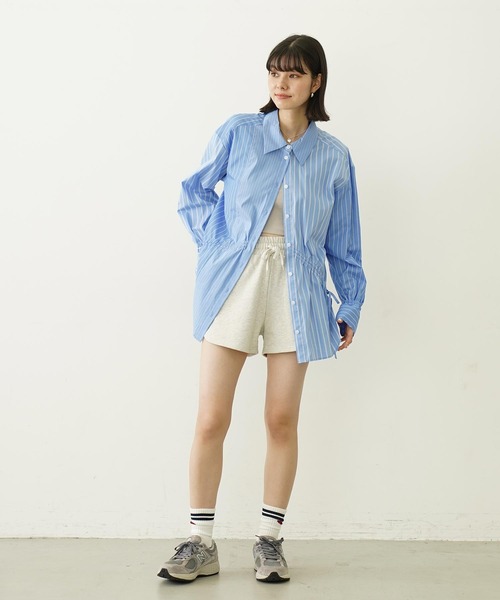 MILKFED.(ミルクフェド)の「STENCIL LOGO DAILY SWEAT SHORTS(スウェットパンツ・レディース・ブラック/オリーブ/ライトグリーン/オートミール・S/M)」の10枚目の写真