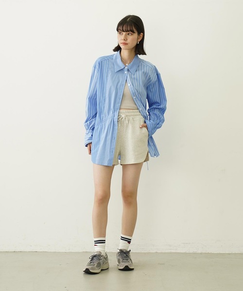 MILKFED.(ミルクフェド)の「STENCIL LOGO DAILY SWEAT SHORTS(スウェットパンツ・レディース・ブラック/オリーブ/ライトグリーン/オートミール・S/M)」の12枚目の写真