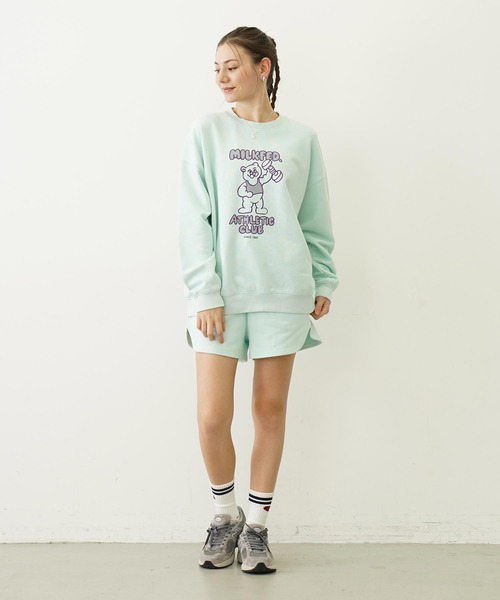 MILKFED.(ミルクフェド)の「STENCIL LOGO DAILY SWEAT SHORTS(スウェットパンツ・レディース・ブラック/オリーブ/ライトグリーン/オートミール・S/M)」の20枚目の写真