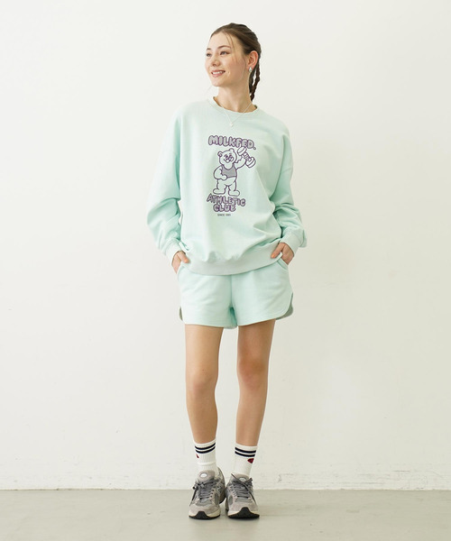 MILKFED.(ミルクフェド)の「STENCIL LOGO DAILY SWEAT SHORTS(スウェットパンツ・レディース・ブラック/オリーブ/ライトグリーン/オートミール・S/M)」の21枚目の写真