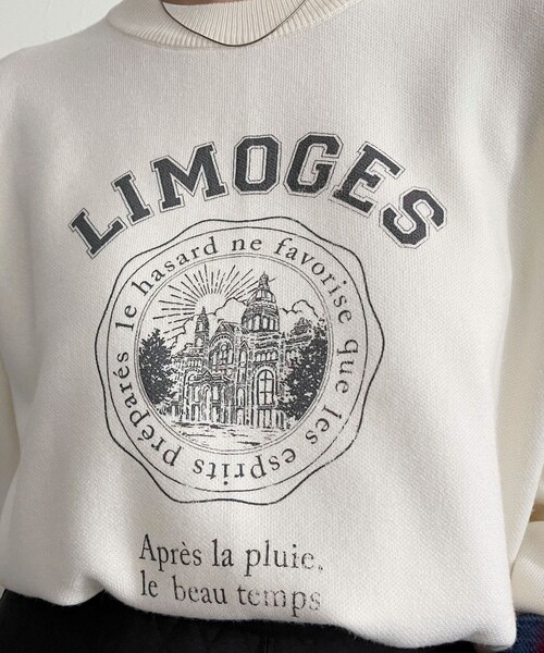 fredy emue（フレディエミュ）の「カレッジロゴニットプルオーバー（ニット/セーター・レディース・オフホワイト/ネイビー/ライトグレー・38）」の17枚目の写真