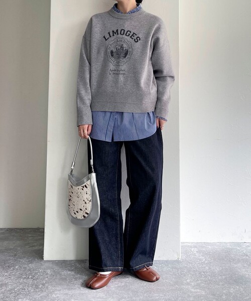 fredy emue（フレディエミュ）の「カレッジロゴニットプルオーバー（ニット/セーター・レディース・オフホワイト/ネイビー/ライトグレー・38）」の16枚目の写真