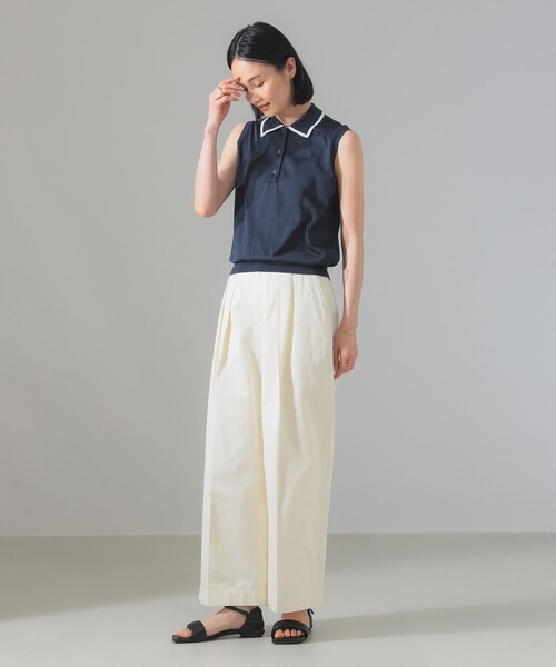 SLOANE（スローン）の「SLOANE / 別注 シルク ポロ ノースリーブ（ニット/セーター・レディース・グレー/ネイビー・2/1）」の10枚目の写真