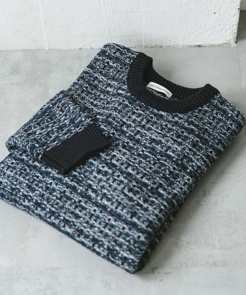 URBAN RESEARCH DOORS（アーバンリサーチドアーズ）の「ツイードライク ジャガードニット（ニット/セーター・メンズ・ブラック/ブラウン/ブルー・MEDIUM/LARGE）」の3枚目の写真