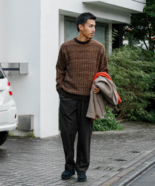 URBAN RESEARCH DOORS（アーバンリサーチドアーズ）の「ツイードライク ジャガードニット（ニット/セーター・メンズ・ブラック/ブラウン/ブルー・MEDIUM/LARGE）」の7枚目の写真