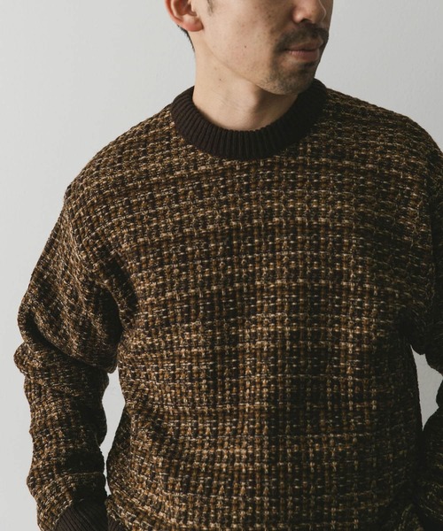 URBAN RESEARCH DOORS（アーバンリサーチドアーズ）の「ツイードライク ジャガードニット（ニット/セーター・メンズ・ブラック/ブラウン/ブルー・MEDIUM/LARGE）」の9枚目の写真