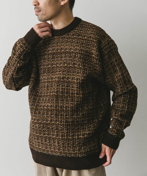 URBAN RESEARCH DOORS（アーバンリサーチドアーズ）の「ツイードライク ジャガードニット（ニット/セーター・メンズ・ブラック/ブラウン/ブルー・MEDIUM/LARGE）」の10枚目の写真