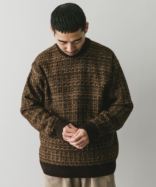 URBAN RESEARCH DOORS（アーバンリサーチドアーズ）の「ツイードライク ジャガードニット（ニット/セーター・メンズ・ブラック/ブラウン/ブルー・MEDIUM/LARGE）」の11枚目の写真