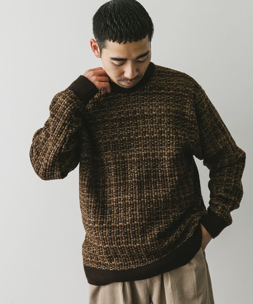 URBAN RESEARCH DOORS（アーバンリサーチドアーズ）の「ツイードライク ジャガードニット（ニット/セーター・メンズ・ブラック/ブラウン/ブルー・MEDIUM/LARGE）」の12枚目の写真