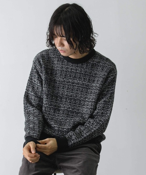 URBAN RESEARCH DOORS（アーバンリサーチドアーズ）の「ツイードライク ジャガードニット（ニット/セーター・メンズ・ブラック/ブラウン/ブルー・MEDIUM/LARGE）」の15枚目の写真