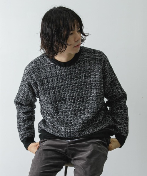 URBAN RESEARCH DOORS（アーバンリサーチドアーズ）の「ツイードライク ジャガードニット（ニット/セーター・メンズ・ブラック/ブラウン/ブルー・MEDIUM/LARGE）」の17枚目の写真