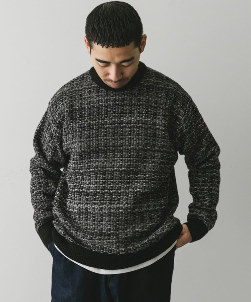 URBAN RESEARCH DOORS（アーバンリサーチドアーズ）の「ツイードライク ジャガードニット（ニット/セーター・メンズ・ブラック/ブラウン/ブルー・MEDIUM/LARGE）」の22枚目の写真