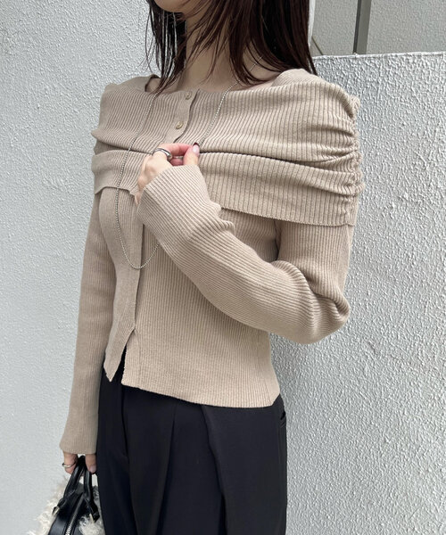 mline（エムライン）の「[mline]オフショルデザインリブニット（ニット/セーター・レディース・アイボリー/バーガンディー/ベージュ/チャコールグレー・FREE）」の21枚目の写真