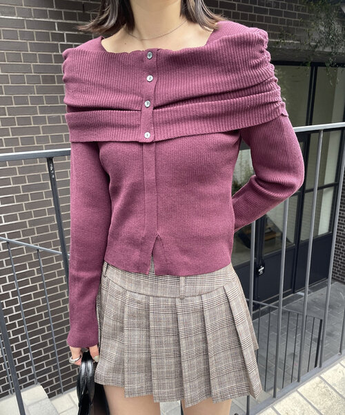 mline（エムライン）の「[mline]オフショルデザインリブニット（ニット/セーター・レディース・アイボリー/バーガンディー/ベージュ/チャコールグレー・FREE）」の14枚目の写真