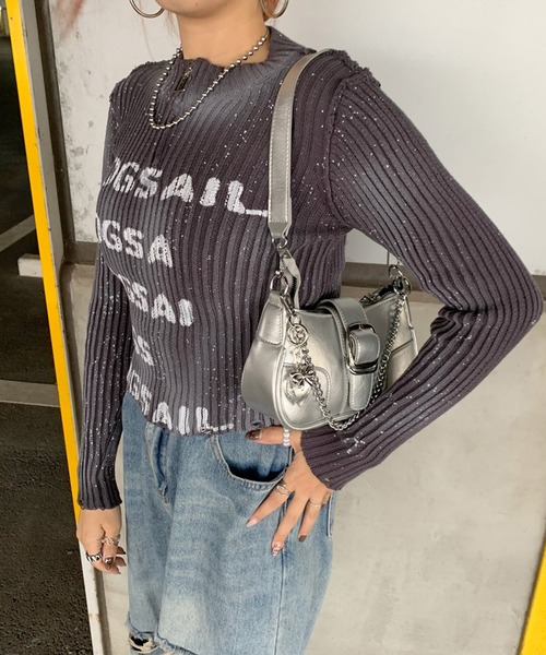 セール】シルバーリボンハートモチーフチャーム（キーホルダー）｜non