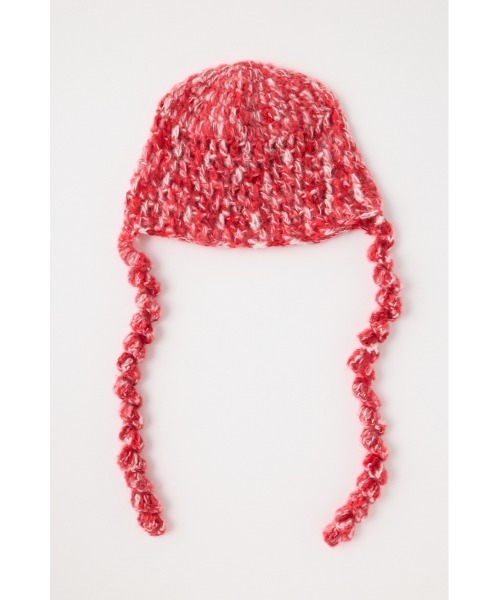 MOUSSY（マウジー）の「FLUFFY CROCHET HEAD キャップ（ニットキャップ/ビーニー・レディース・ベージュ/レッド・FREE）」の2枚目の写真