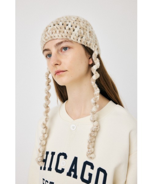 MOUSSY（マウジー）の「FLUFFY CROCHET HEAD キャップ（ニットキャップ/ビーニー・レディース・ベージュ/レッド・FREE）」の3枚目の写真