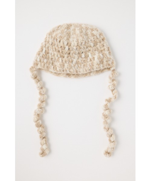 MOUSSY（マウジー）の「FLUFFY CROCHET HEAD キャップ（ニットキャップ/ビーニー・レディース・ベージュ/レッド・FREE）」の5枚目の写真