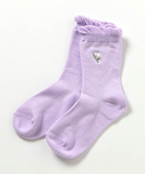 apres les cours(アプレレクール)の「ワンポイント刺繍ソックス(ソックス/靴下・キッズ・ブラック/ラベンダー/サックスブルー/アイボリー・12/15 /18/21)」の4枚目の写真