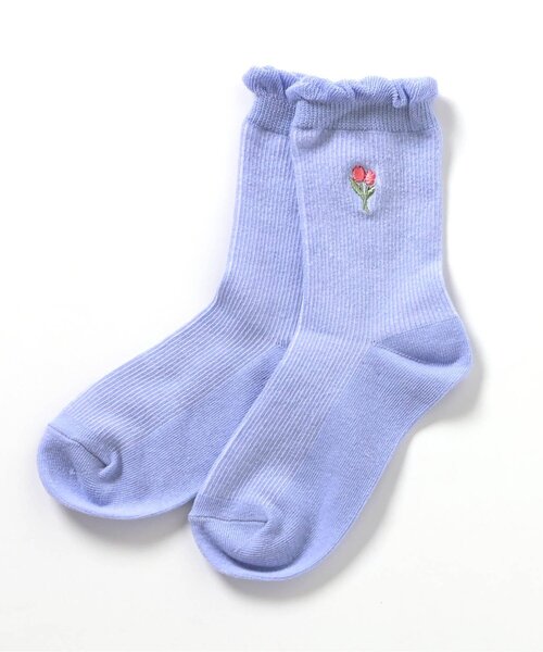 apres les cours(アプレレクール)の「ワンポイント刺繍ソックス(ソックス/靴下・キッズ・ブラック/ラベンダー/サックスブルー/アイボリー・12/15 /18/21)」の3枚目の写真