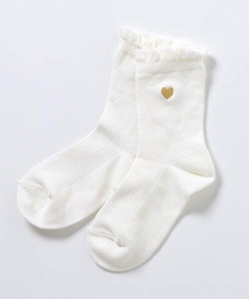 apres les cours(アプレレクール)の「ワンポイント刺繍ソックス(ソックス/靴下・キッズ・ブラック/ラベンダー/サックスブルー/アイボリー・12/15 /18/21)」の1枚目の写真