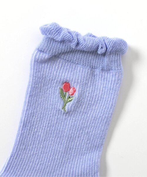 apres les cours(アプレレクール)の「ワンポイント刺繍ソックス(ソックス/靴下・キッズ・ブラック/ラベンダー/サックスブルー/アイボリー・12/15 /18/21)」の7枚目の写真