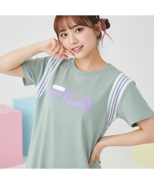 FILA（フィラ）の「コンパクトシャツ（Tシャツ/カットソー・レディース・ブルー/サックスブルー/ホワイト・M/L/LL）」の2枚目の写真