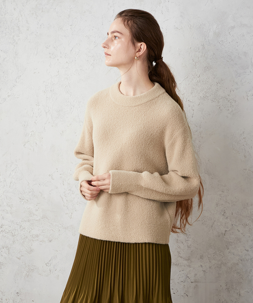LE SOUK HOLIDAY(ルスークホリデー)の「【洗濯可能】シャギーニットプルオーバー(ニット/セーター・レディース・サックスブルー/ブラック/ベージュ・M/L)」の1枚目の写真