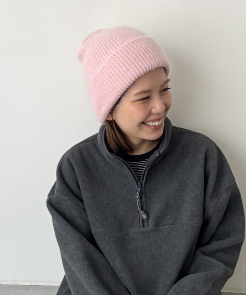 CANAL JEAN(キャナルジーン)の「El mar アンゴラ混シャギーニットCAP(ニットキャップ/ビーニー・レディース・イエロー/ブルー/チャコールグレー/ブラウン/ピンク/ホワイト・ONE SIZE)」の6枚目の写真