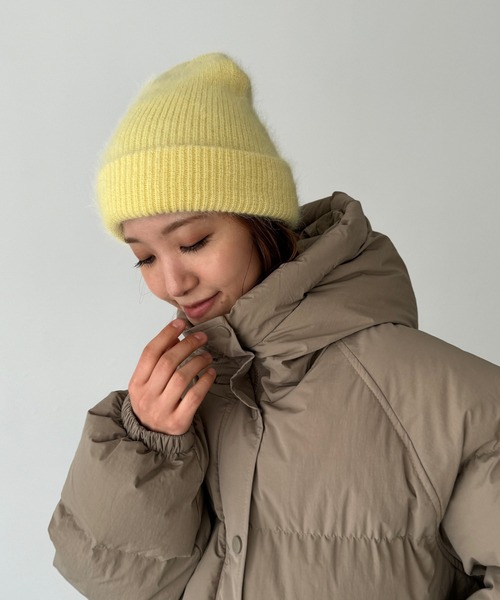 CANAL JEAN(キャナルジーン)の「El mar アンゴラ混シャギーニットCAP(ニットキャップ/ビーニー・レディース・イエロー/ブルー/チャコールグレー/ブラウン/ピンク/ホワイト・ONE SIZE)」の5枚目の写真