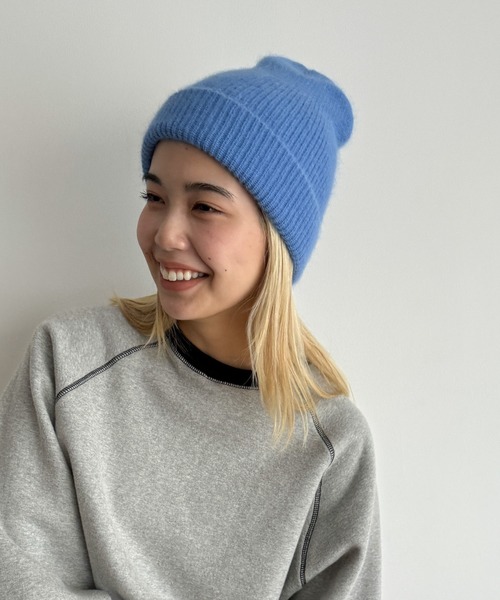 CANAL JEAN(キャナルジーン)の「El mar アンゴラ混シャギーニットCAP(ニットキャップ/ビーニー・レディース・イエロー/ブルー/チャコールグレー/ブラウン/ピンク/ホワイト・ONE SIZE)」の4枚目の写真