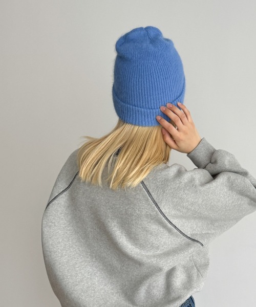 CANAL JEAN(キャナルジーン)の「El mar アンゴラ混シャギーニットCAP(ニットキャップ/ビーニー・レディース・イエロー/ブルー/チャコールグレー/ブラウン/ピンク/ホワイト・ONE SIZE)」の11枚目の写真