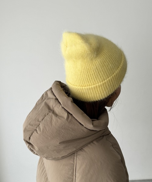 CANAL JEAN(キャナルジーン)の「El mar アンゴラ混シャギーニットCAP(ニットキャップ/ビーニー・レディース・イエロー/ブルー/チャコールグレー/ブラウン/ピンク/ホワイト・ONE SIZE)」の10枚目の写真