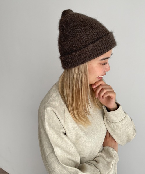 CANAL JEAN(キャナルジーン)の「El mar アンゴラ混シャギーニットCAP(ニットキャップ/ビーニー・レディース・イエロー/ブルー/チャコールグレー/ブラウン/ピンク/ホワイト・ONE SIZE)」の16枚目の写真