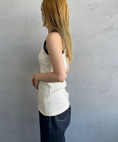 NOIR FABRIK（ヌワールファブリック）の「[NOIR FABRIK/ヌワールファブリック] コットンフライス アメリカンスリーブタンクトップ（タンクトップ・レディース・オフホワイト/サックスブルー/スミクロ/ナチュラル・0/1）」の20枚目の写真