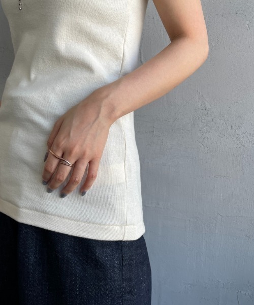 NOIR FABRIK（ヌワールファブリック）の「[NOIR FABRIK/ヌワールファブリック] コットンフライス アメリカンスリーブタンクトップ（タンクトップ・レディース・オフホワイト/サックスブルー/スミクロ/ナチュラル・0/1）」の13枚目の写真