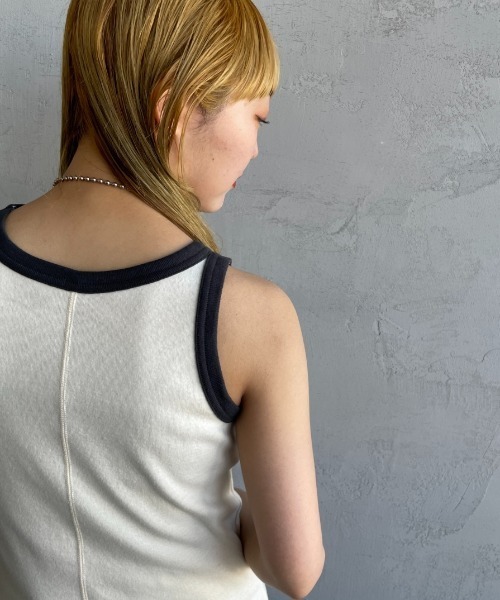 NOIR FABRIK（ヌワールファブリック）の「[NOIR FABRIK/ヌワールファブリック] コットンフライス アメリカンスリーブタンクトップ（タンクトップ・レディース・オフホワイト/サックスブルー/スミクロ/ナチュラル・0/1）」の14枚目の写真