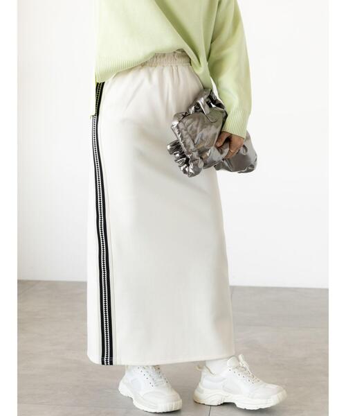 Lugnoncure（ルノンキュール）の「サイドラインナロースカート（スカート・レディース・オフホワイト/チャコールグレー/ブラック・F）」の18枚目の写真