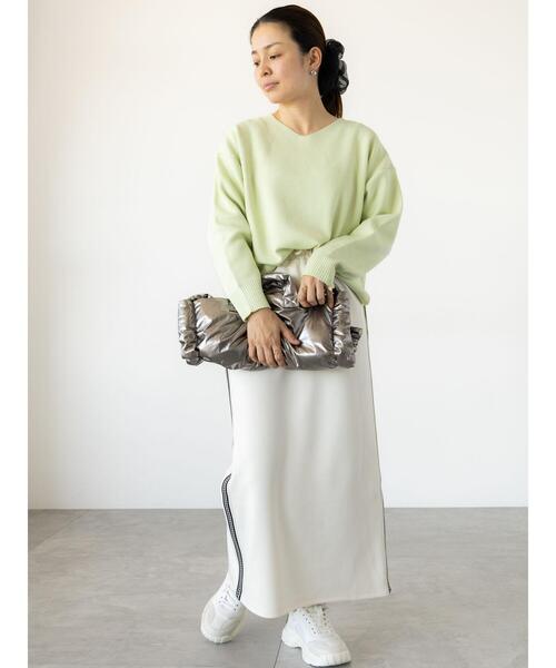 Lugnoncure（ルノンキュール）の「サイドラインナロースカート（スカート・レディース・オフホワイト/チャコールグレー/ブラック・F）」の17枚目の写真