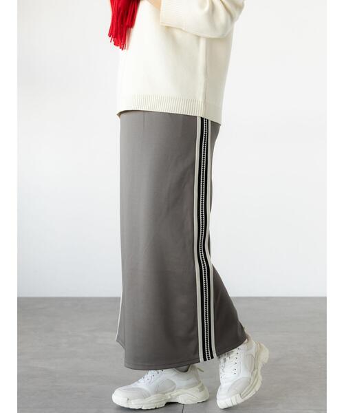 Lugnoncure（ルノンキュール）の「サイドラインナロースカート（スカート・レディース・オフホワイト/チャコールグレー/ブラック・F）」の15枚目の写真