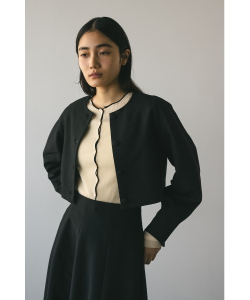 STYLEMIXER(スタイルミキサー)の「フォルムショートジャケット(ノーカラージャケット・レディース・アイボリー/ブラック/サックスブルー・FREE)」の17枚目の写真