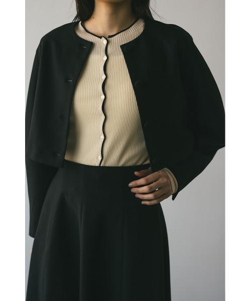 STYLEMIXER(スタイルミキサー)の「フォルムショートジャケット(ノーカラージャケット・レディース・アイボリー/ブラック/サックスブルー・FREE)」の20枚目の写真