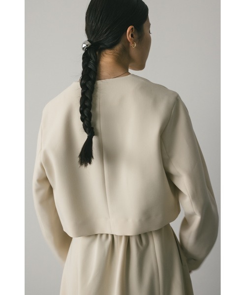 STYLEMIXER(スタイルミキサー)の「フォルムショートジャケット(ノーカラージャケット・レディース・アイボリー/ブラック/サックスブルー・FREE)」の12枚目の写真