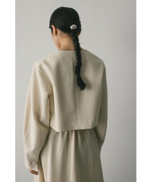 STYLEMIXER(スタイルミキサー)の「フォルムショートジャケット(ノーカラージャケット・レディース・アイボリー/ブラック/サックスブルー・FREE)」の13枚目の写真