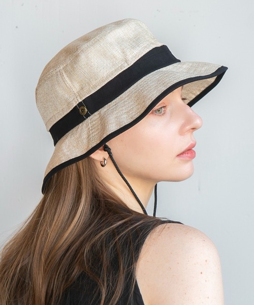 14+（イチヨンプラス）の「ポリジュートサファリハット（ハット・レディース・ベージュ/グレー/ブラック/ブラウン・LARGE/MEDIUM）」の4枚目の写真