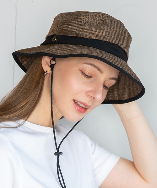 14+（イチヨンプラス）の「ポリジュートサファリハット（ハット・レディース・ベージュ/グレー/ブラック/ブラウン・LARGE/MEDIUM）」の3枚目の写真