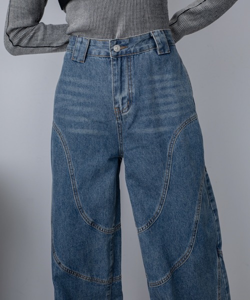 VACANCY（ヴァカンシー）の「ウェーブラインワイドデニム（デニムパンツ・レディース・ブラック/ブルー・SMALL/MEDIUM/LARGE）」の10枚目の写真