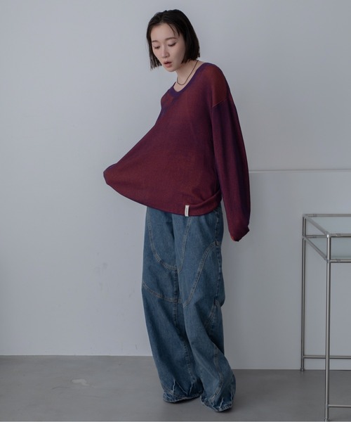 VACANCY（ヴァカンシー）の「ウェーブラインワイドデニム（デニムパンツ・レディース・ブラック/ブルー・SMALL/MEDIUM/LARGE）」の4枚目の写真